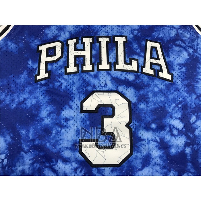 Camiseta Philadelphia 76ers Allen Iverson NO 3 Galaxy Azul